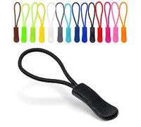 Zip Fastener Tags for Threading, 48 Pieces, Colourful Set with Twelve Colours, Size 61 x 9 mm. Colours, Size 61 x 9 mm, Nylon Replacement Zipper for Repair, Clothing Zipper Accessory