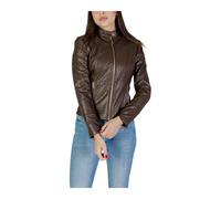 Zip Fastening Long Sleeve Blazer with Round Neck - female - Guess - Light Jackets - Brown - M - Jackets M