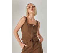 Zip Front Tailored Top NastyGal Chocolate 6