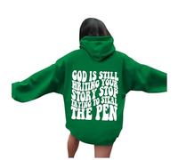 Zip Hoodie,God Is Still Writing Your Story Women'S Letter Graphic Hoodies Oversized Pullover Tops Casual Long Sleeve Hooded Drawstring Sweatshirt With Pockets