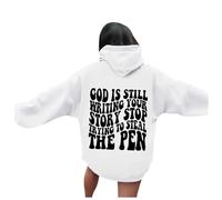 Zip Hoodie,God Is Still Writing Your Story Women'S Letter Graphic Hoodies Oversized Pullover Tops Casual Long Sleeve Hooded Drawstring Sweatshirt With Pockets