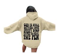 Zip Hoodie,God Is Still Writing Your Story Women'S Letter Graphic Hoodies Oversized Pullover Tops Casual Long Sleeve Hooded Drawstring Sweatshirt With Pockets