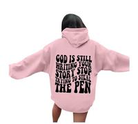Zip Hoodie,God Is Still Writing Your Story Women'S Letter Graphic Hoodies Oversized Pullover Tops Casual Long Sleeve Hooded Drawstring Sweatshirt With Pockets