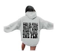 Zip Hoodie,God Is Still Writing Your Story Women'S Letter Graphic Hoodies Oversized Pullover Tops Casual Long Sleeve Hooded Drawstring Sweatshirt With Pockets