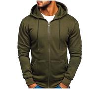 Zip Hoodie Men Pullover Light Blended Hooded Jumper Work Wear Sweatshirt Hoodies Top Plain Autumn Jacket Cardigan with Pockets M-3XL Army Green