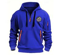 Zip Hoodie Men's Casual Men's Hoodie Fashion Multifunctional Pocket Sweatshirt with Hood Jogging Pullover Oversize Hoodie, 01 Royal Blue, 4XL