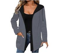 Zip Hoodie Sweatshirts for Women UK Plus Size Hoodie Hoodies for Women UK Long Sleeves Front Pockets Ladies Jumpers Soft Stretchable Comfortable Sweatshirt Gray