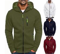 Zip Hoodies for Men UK Solid Colour Hoodies Men Long Sleeve Mens Hoodies with Zip Pocket Full Zipper Plus Size Sweatshirt Casual Soft Comfortable Slim Topcoat Lightweight Jacket Coat Red
