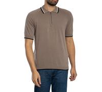 Armani Exchange Tipped Zip Neck Knitted Polo Shirt, Light Brown, Size Xl, Men Light Brown