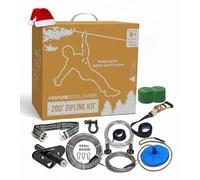 Zip Line for Kids and Adults, 200/150/100 Ft Backyard Zipline Kit, Quick Setup, 350 Lb Capacity, Rustproof Stainless Steel Cable, Safety Harness, Smooth Spring Brake, Comfortable Cushioned Seat