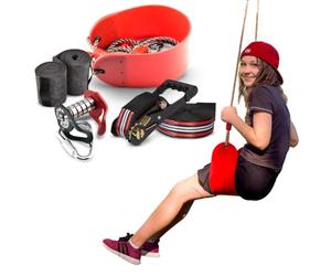 Zip Line Kit For Kids - Slackline Kit For Backyard & Outdoors - 19 Meters - Ninja Warrior Obstacle Course - Ninja Slider - Outdoor Toy - Fofana