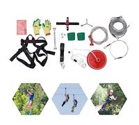 Zip Line Kit for Kids, Zip Wire Kit with Stainless Steel Spring Brake, 160FT Zipline Kit with Thickened Braided Steel Rope, Up to 330 lbs, Multifunctional Seat