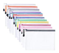Zip Lock Bags - 12 Pcs A4 Zip Wallets Plastic Folders, Document Wallets with 12 Colours Plastic Pockets for School, Office, Home