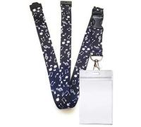 Zip-Lock Design & Waterproof Id Badge Card Holder + SpiriuS Lanyard Neck Strap with Metal Clip (Black & White Musical Note)