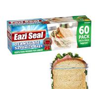 Zip Lock Sandwich Bags Freezer Food Reusable Sealable Storage Resealable Cookie Press And Seal Kitchen Sweet Pouches Durable Poly Clear Sealed Leakproof Polythene 16.5cm X 15cm (60)