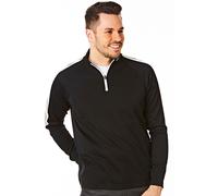 Under Par UPMID1726 Mens Zip Neck Sweater Jumper Breathable Moisture Wicking Golf Mid Layer Top, Black/White, 2XL