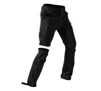 Zip Off Cargo Trousers Mens 3 in 1 Waterproof Pants, Quick Dry Cargo Shorts with 5 Pockets, Lightweight Elastic Waist Jogger Pants, Hiking Walking Outdorr Outerwear Tracksuit Bottoms Black