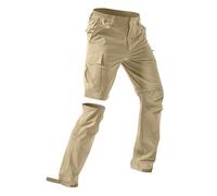 Zip Off Cargo Trousers Mens 3 in 1 Waterproof Pants, Quick Dry Cargo Shorts with 5 Pockets, Lightweight Elastic Waist Jogger Pants, Hiking Walking Outdorr Outerwear Tracksuit Bottoms Khaki
