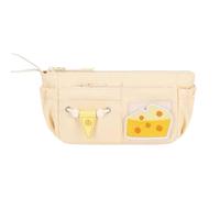 Zip Pencil Case,Cheese Pattern Zip Pouch Pencil Bag Box | Aesthetic Big Capacity Pen Bag with Zipper for Pens, Brushes, Cosmetics, Erasers