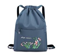 Zip Pocket Drawstring Backpack with Floral Embroidery, Casual Daypack for Commute, Campus and Daily Carry Embroidered Daypack Floral Front Pocket Campus Carry Commute Bag Casual Drawcord Backpack Soft