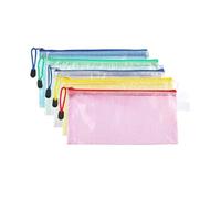 Zip Pouch Portable Zipper File Bag Transparent Single-Layer Mesh Student Test Paper Data Storage Office Files Stationery(A6-Green)