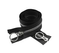 Zip Puller,Metal Zippers ,1pcs 60-100 cm 5# / 8# Resin Zipper Double O Ring Slider Open-end Zipper for Jacket Clothing DIY Sewing Repair Accessories (Color : Black Silver, Size : 8#80cm)