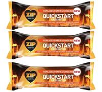 Zip Quickstart 150g Firelighter Wood Log Ultra Fast Light Fire Starter, No Paper or Kindling Needed, Simply Light the Wrapper & Enjoy a 45 Minute Burn, Perfect for Fireplaces, Camping Wood Burners x3