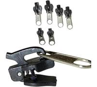 Zip Repair Kit 6 Pieces - Stainless Steel Zipper Slider and Teeth for Clothes and Bags (Household/Outdoor/Suitcase)