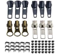Zip Repair Kit,RoadLoo 62Pcs Zipper Repair Kit Universal Replacement Accessories Metal Plastic Nylon Zipper Pull Replacement for Repair Jeans Coats Jacket for DIY Sewing Craft Bag Garment Home Textile