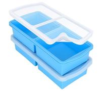 ZIP STANDING 2 Cup Silicone Freezer Trays With Lid,Soup Freezer Container,Large Ice Cube Molds With Reinforced Steel Ring Top Perfect for Freezing Soups, Lasagnas, Casseroles.Dishwasher -Safe (2-Pack)