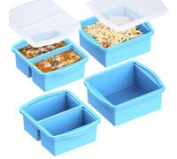 ZIP STANDING Silicone Freezer Trays with Lids, Set of 4 - with 1cup and 2 cup Silicone Freezer Molds for freezing soups, sauces and individual microwave safe