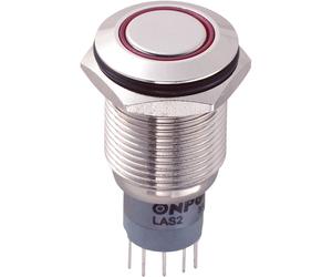 Zip Switch LAS2GQF-22E/B/12V/S/P 16mm IP67 Vandal DPDT Blue LED Fl...