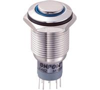 Zip Switch LAS2GQH-22E/B/12V/S/P 16mm IP67 Vandal DPDT Blue LED Raised S'Steel