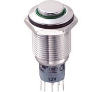 Zip Switch LAS2GQH-22ZE/G/12V/S/P 16mm IP67 Vandal Switch DPDT On-On Green LED