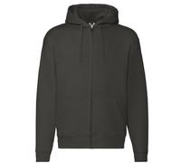 Zip Through Hooded Sweatshirt Hoodie Fruit Of The Loom Charcoal XL