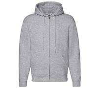 Zip Through Hooded Sweatshirt Hoodie Fruit Of The Loom Grey L