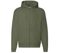 Zip Through Hooded Sweatshirt Hoodie Fruit Of The Loom Olive L