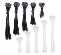 Zip Ties 250PCS Cable Zip Ties Assorted Sizes 4"+ 6"+ 8"+ 10"+ 12" Width 0.16" Cable Ties, Heavy Duty Self-Locking Nylon Black Wire Ties and Clear White Zip Ties for Indoor and Outdoor(Black & White)