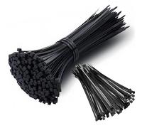 Zip Ties Heavy Duty, Black Cable Ties, Self-Locking Big Cable Ties, Wide Plastic Ties, Long Cable Wire Tie Wraps, 100 pcs 6inch Black Cable Zip Ties + 100 Pcs 12 inch