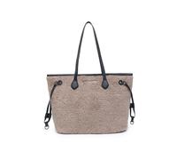 Zip Top Closure Faux Fur Tote Bag JFY Grey One Size