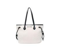 Zip Top Closure Faux Fur Tote Bag JFY Off White One Size