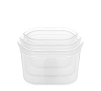 Zip Top Reusable 100% Silicone Food Storage Bags and Containers - 3 Dish Set - Frost