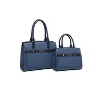 Zip Top Two Handles 2 In 1 Handbag Tote Bag JFY Dark Blue One Size