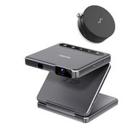 ZIP Tri-Fold DLP Mini Projector Bundle with MagPlay Mount, Zero-Lag Focus, One-Click Screen Mirroring, Full-Screen Mode, Type-C Fast Charging, 5,000mAh Battery, Grey