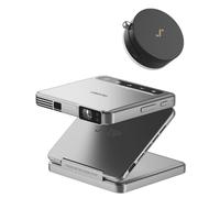 ZIP Tri-Fold DLP Mini Projector Bundle with MagPlay Mount, Zero-Lag Focus, One-Click Screen Mirroring, Full-Screen Mode, Type-C Fast Charging, 5,000mAh Battery, Grey