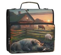 Zip up Binder Organizer Sunrise Farmyard Harmony 1 1/2 Inch Binders 3 Ring Print Keeper Binder Bag with Strap for School Multi Pockets Large Portfolio Folder