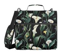 Zip Up Binder with Handle Waterproof 1.5 Inch 3 Ringing Pencil Cases Portfolio Binder School Supplies Organizer Art Calla Lily Black