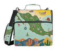 Zip Up Binder with Shoulder Strap Easy to Carry 1.5 Inch 3 Ringing Pencil Bags Portfolio Binder School Supplies Organizer Mexico Map