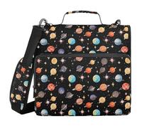 Zip Up Binder with Shoulder Strap Easy to Carry 1.5 Inch 3 Ringing Storage Bag Portfolio Binder Documents Files Organizer Cosmos and Universe Stars