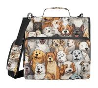 Zip Up Binder with Shoulder Strap & Handle Waterproof 1.5 Inch 3 Ringing Portfolio Binder Bag Office Supplies Pack of Happy Dogs